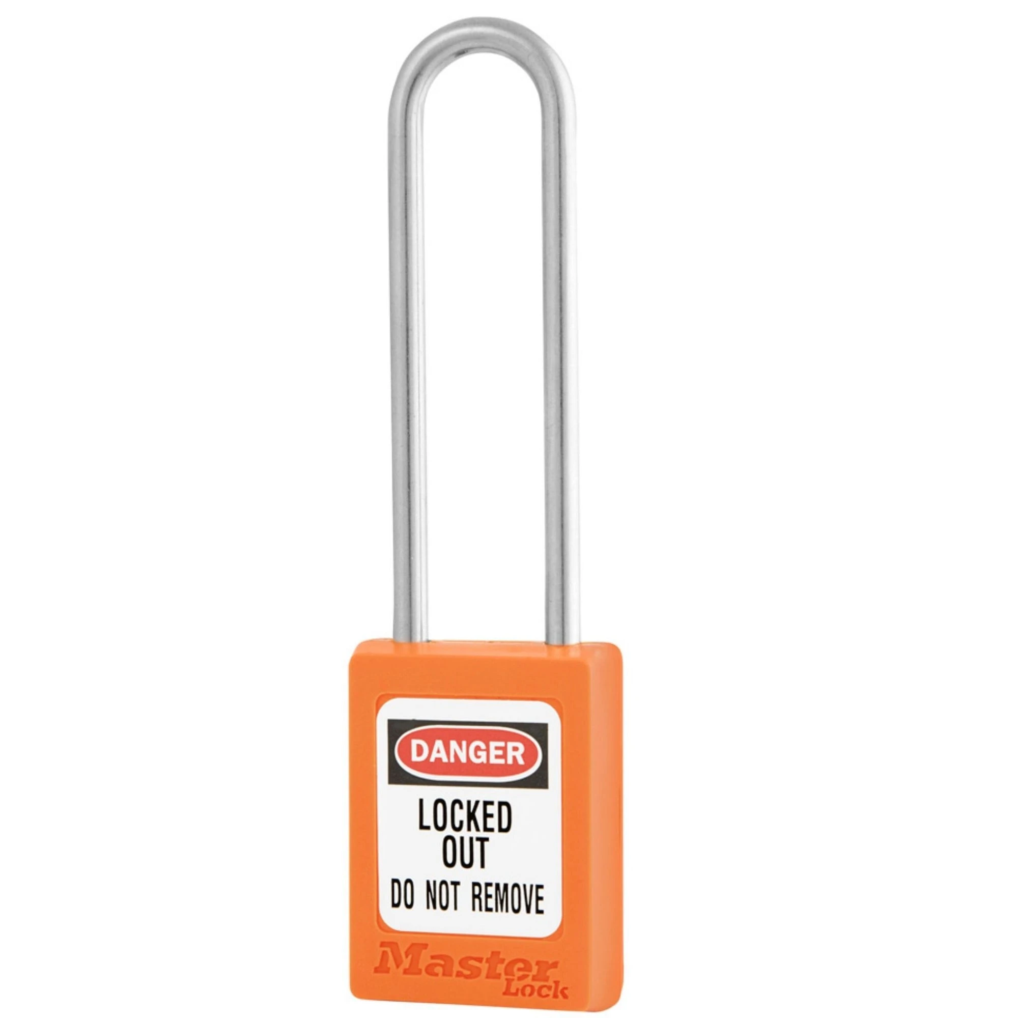 MASTER LOCK S31KAMKLTORJ Thermoplastic Safety Padlock With Master Key, SS Shackel, 3 Inch Tall Shackle, Keyed Alike, Orange | CM7RQV