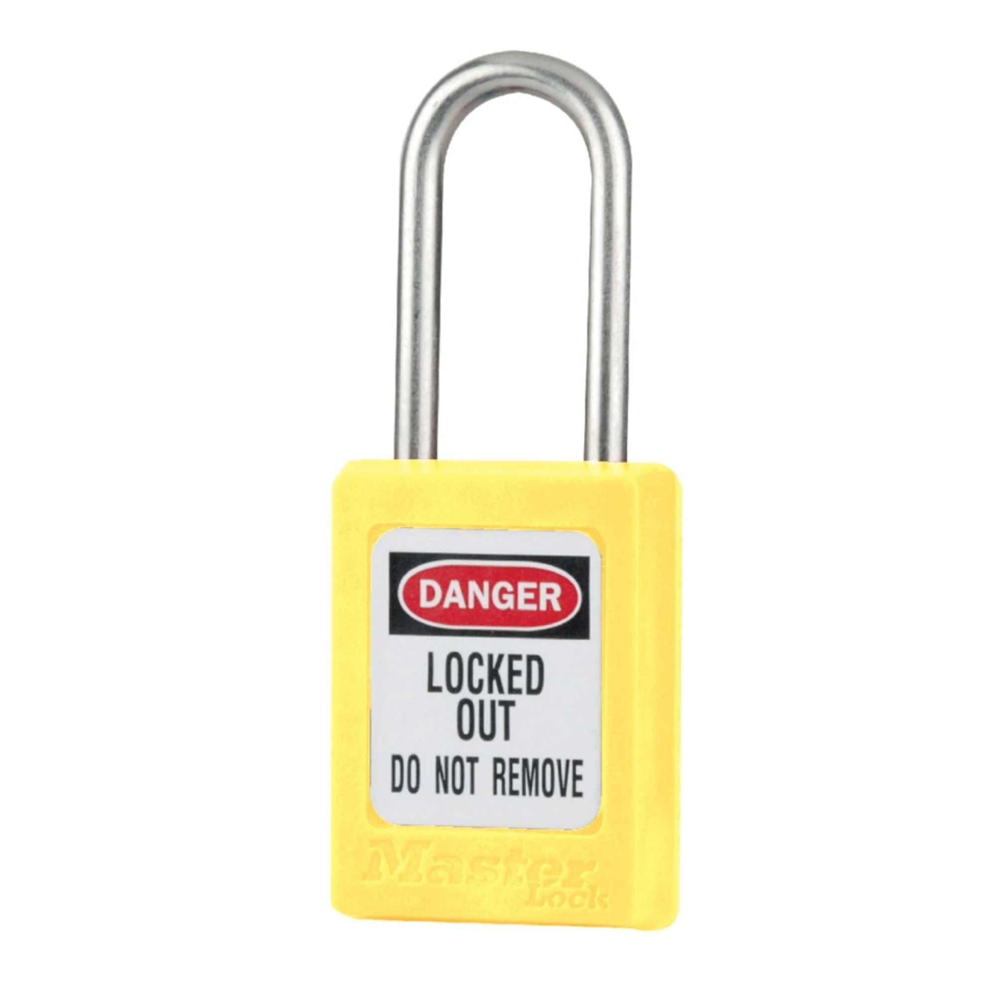 MASTER LOCK S31KAYLW Thermoplastic Safety Padlock, SS Shackel, 1 1/2 Inch Tall Shackle, Keyed Alike, Key retaining, Yellow | CM7RNP