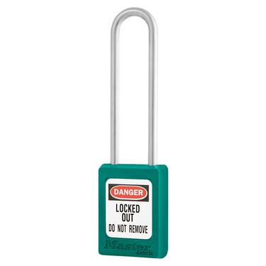MASTER LOCK S31LTTEAL Thermoplastic Safety Padlock, SS Shackel, 3 Inch Tall Shackle, Keyed Different, Key retaining, Teal | CM7RPT