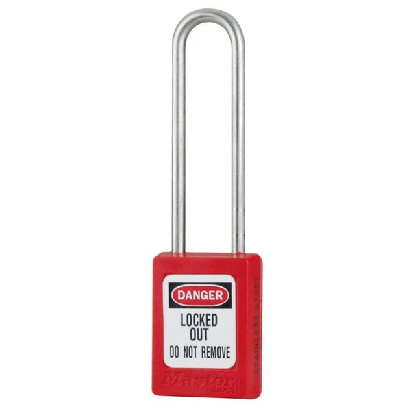 MASTER LOCK S31MKLTRED Thermoplastic Safety Padlock With Master Key, SS Shackel, 3 Inch Tall Shackle, Keyed Different, Red | CM7RQJ