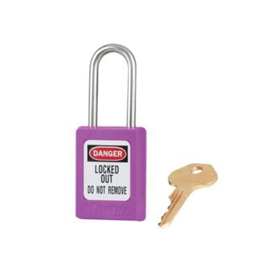 MASTER LOCK S31KAMKPRP Thermoplastic Safety Padlock With Master Key, SS Shackel, 1 1/2 Inch Tall Shackle, Keyed Alike, Purple | CM7RPG