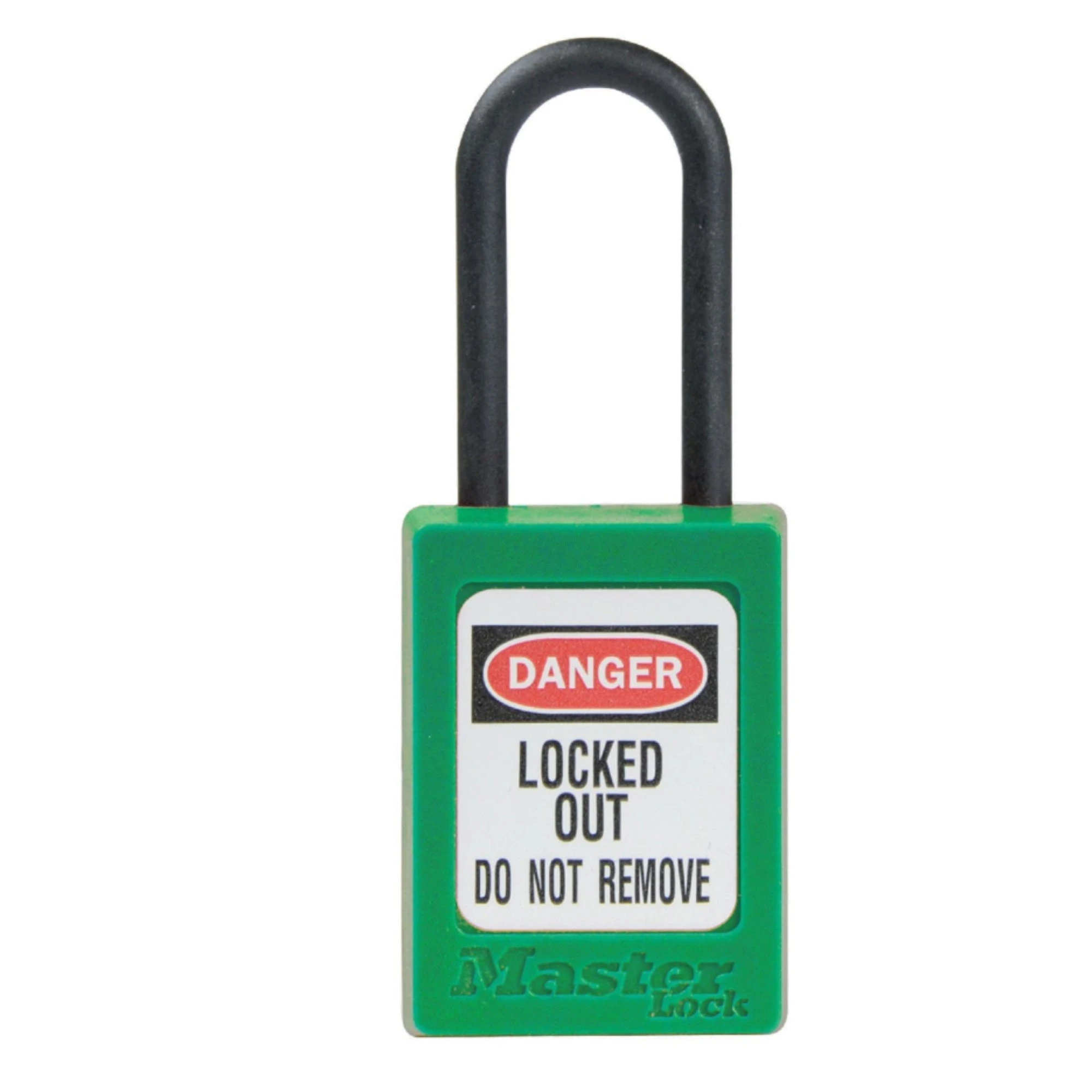 MASTER LOCK S32GRN Thermoplastic Safety Padlock, Nylon Shackel, 1 1/2 Inch Tall Shackle, No Key Retaining, Green | CM7RRF