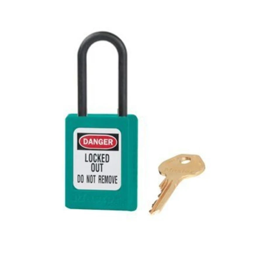 MASTER LOCK S32MKTEAL Thermoplastic Safety Padlock With Master Key, Nylon Shackel, 1 1/2 Inch Tall Shackle, Teal | CM7RTE