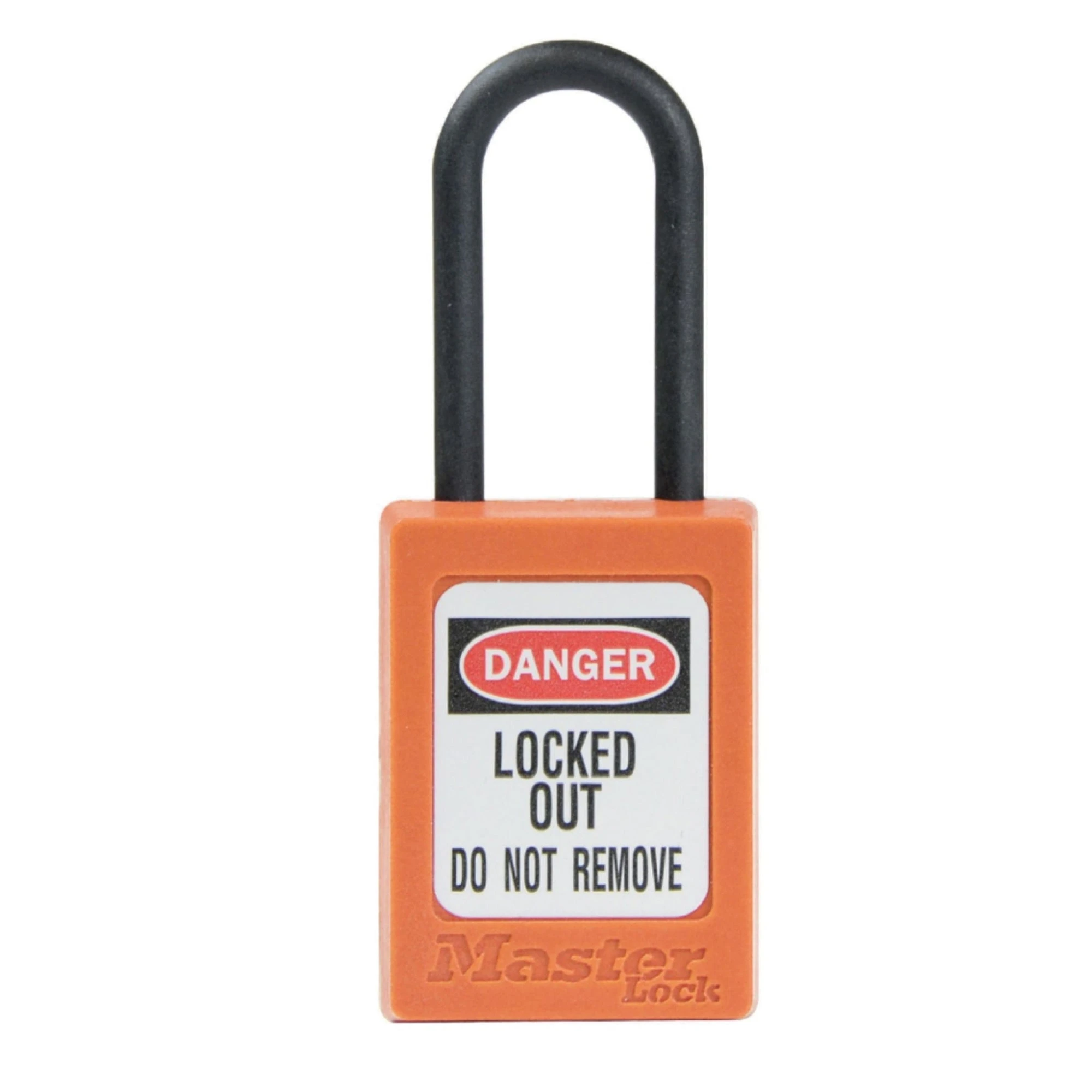 MASTER LOCK S32ORJ Thermoplastic Safety Padlock, Nylon Shackel, 1 1/2 Inch Tall Shackle, No Key Retaining, Orange | CM7RRG