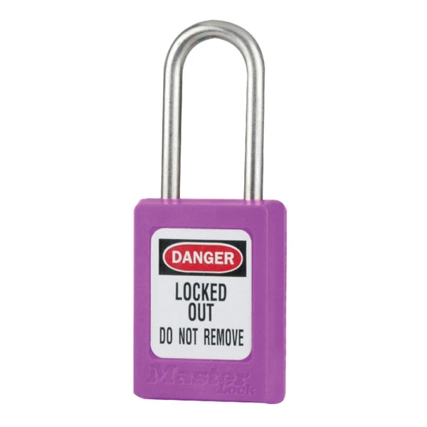 MASTER LOCK S33KAMKPRP Thermoplastic Safety Padlock With Master Key, SS Shackel, 1 1/2 Inch Tall Shackle, Keyed Alike, Purple | CM7RUP