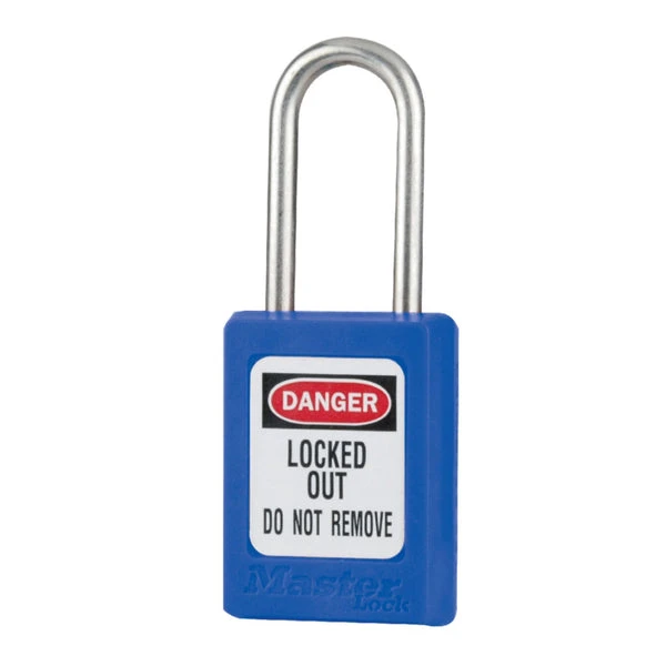 MASTER LOCK S33KAMKBLU Thermoplastic Safety Padlock With Master Key, SS Shackel, 1 1/2 Inch Tall Shackle, Keyed Alike, Blue | CM7RUV
