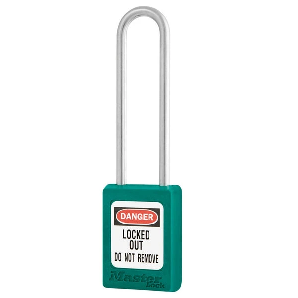 MASTER LOCK S33KAMKLTTEAL Thermoplastic Safety Padlock With Master Key, SS Shackel, 3 Inch Tall Shackle, Keyed Alike, Teal | CM7RWE