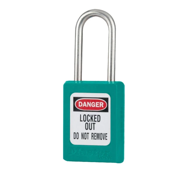 MASTER LOCK S33MKTEAL Thermoplastic Safety Padlock With Master Key, SS Shackel, 1 1/2 Inch Tall Shackle, Keyed Different, Teal | CM7RUF