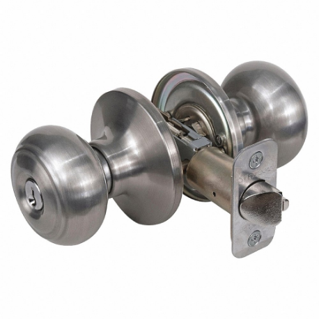 MASTER RU0215KA4 Lock Knob Lockset, 3, Rusk, Satin Nickel, Kwikset Kw1, Alike Inch Sets Of 4 | CT2HMU 492W35