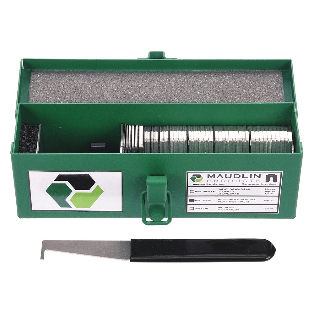 Slotted Shim Assortment, A 2 x 2 Inch Tool Crib Kit, 130 Pcs.