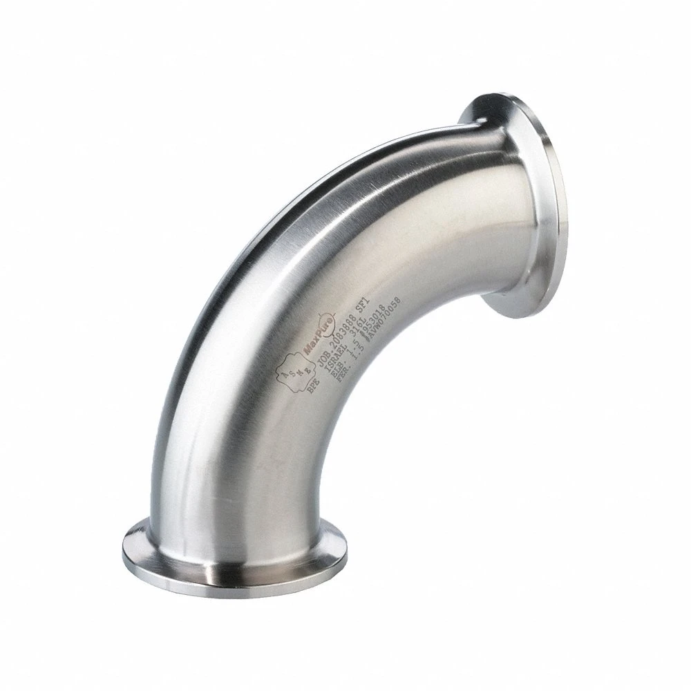 MAXCORE TEG2C6MO1.5-PL Elbow Adapter, 6Mo Stainless Steel, Clamp X Clamp, 1 1/2 Inch X 1 1/2 Inch Tube Od, 32 Ra | CT2JPN 792P55