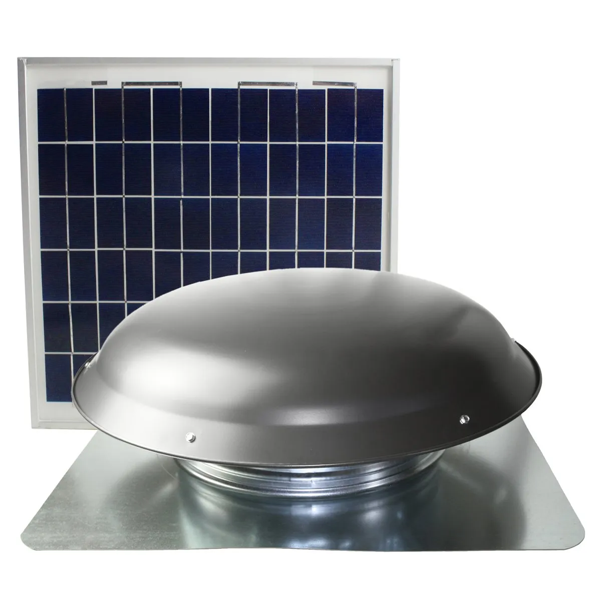 433 CFM Solar Powered Roof Mount Power Attic Ventilator with Panel Inch Weathered Gray