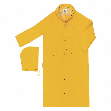 MCR SAFETY 360CX5 Rain Coat With Detachable Hood, 5Xl, Yellow, Snap, Detachable Hood, 2 Pockets | CU6QZP 39DK94