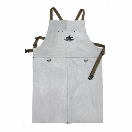 MCR SAFETY 38136MW Welding Apron, Bib Apron, 36 Inch Length, Gray, Cowhide, 24 Inch Width | CT2MUA 26J038