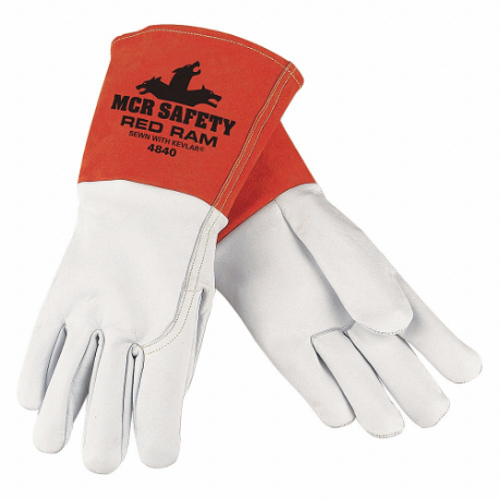 MCR SAFETY 4840M Welding Gloves, MIG, TIG, M/8, PK 12, Straight Thumb, Gauntlet Cuff, Premium | CT2TWU 26K654