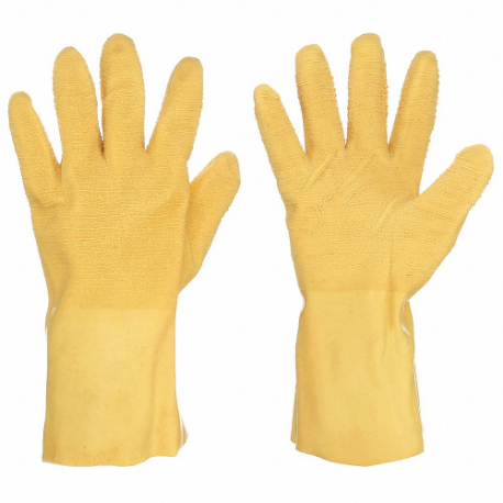 MCR SAFETY 6845M Chemical Resistant Glove, 20 mil Thick, 12 Inch Length, Crinkle, M Size, Yellow, 12 Pack | CT2NAH 48GM54