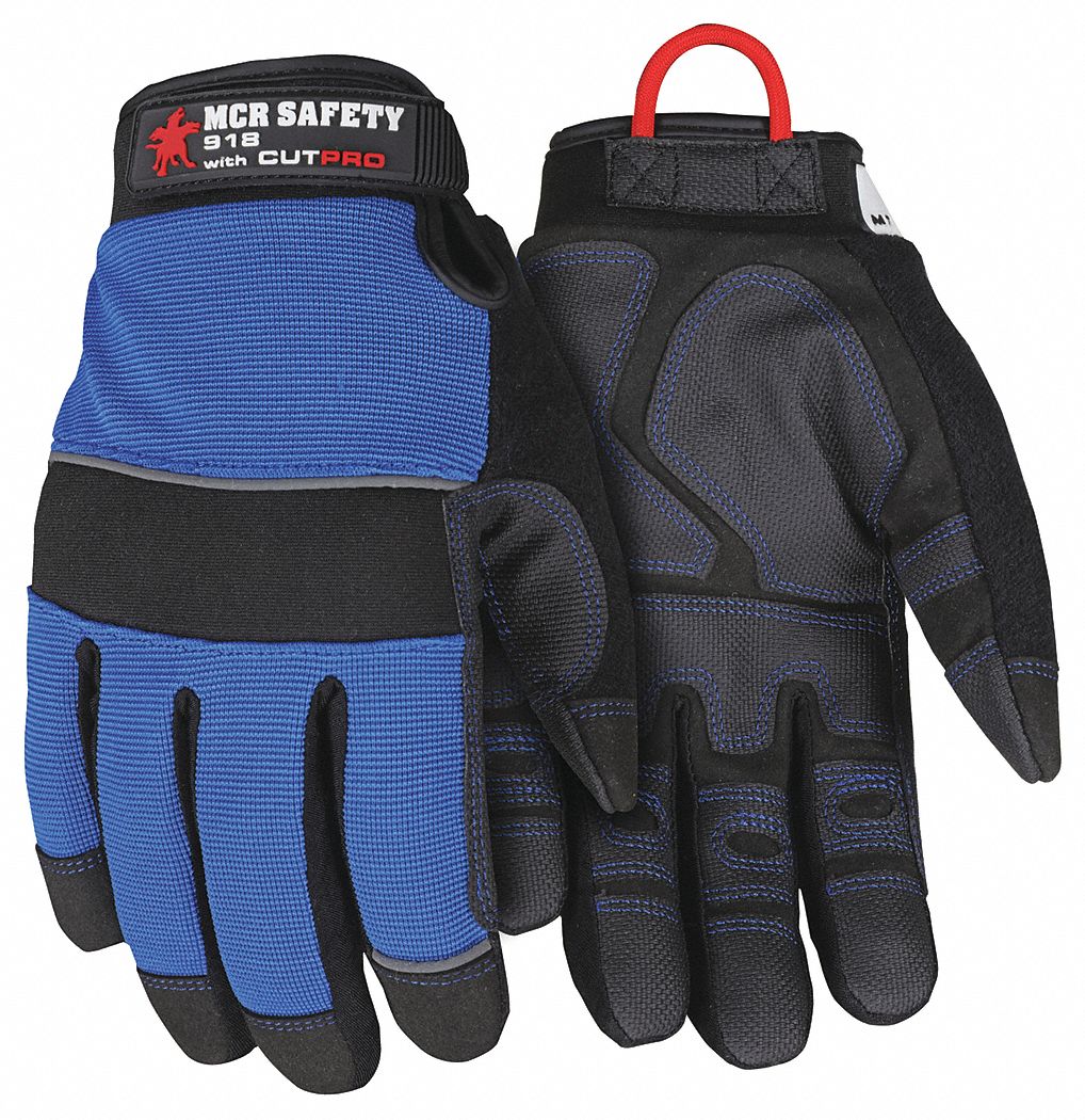 Mechanics Glove, 3Xl Size, Blue/Black, 1 Pair
