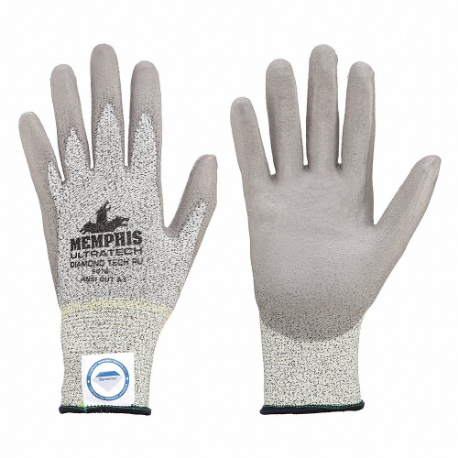 MCR SAFETY 9676L Coated Glove, L, Polyurethane, Gray, 1 Pair | CT2NHG 48GK74