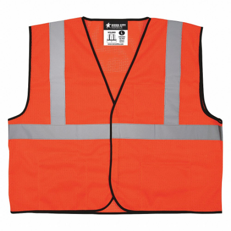 MCR SAFETY VCL2MOX2 High Visibility Vest, ANSI Class 2, U, 2XL, Orange, Solid Polyester, Hook-and-Loop | CT2QGC 55KX99