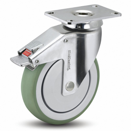 MEDCASTER SS03AMX125TLTP01 Standard Plate Caster, 3 Inch Dia, 4 7/16 Inch Height, Swivel | CT2VNF 56HC46