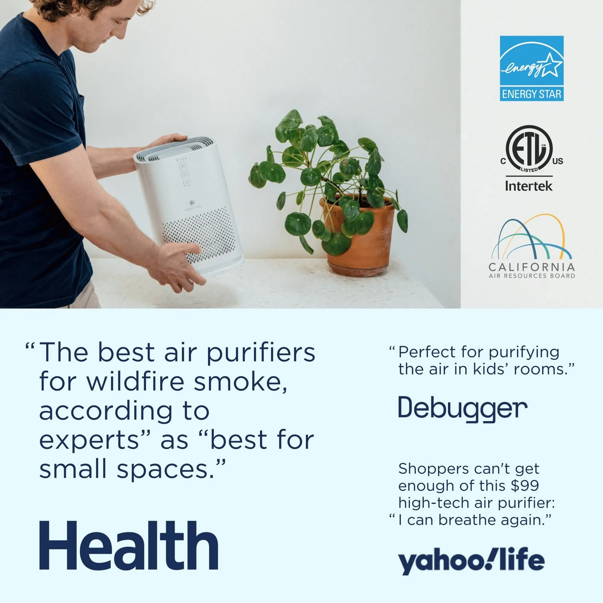Medify MA-14 Air Purifier with H13 True HEPA Filter, 200 sq ft Coverage, White