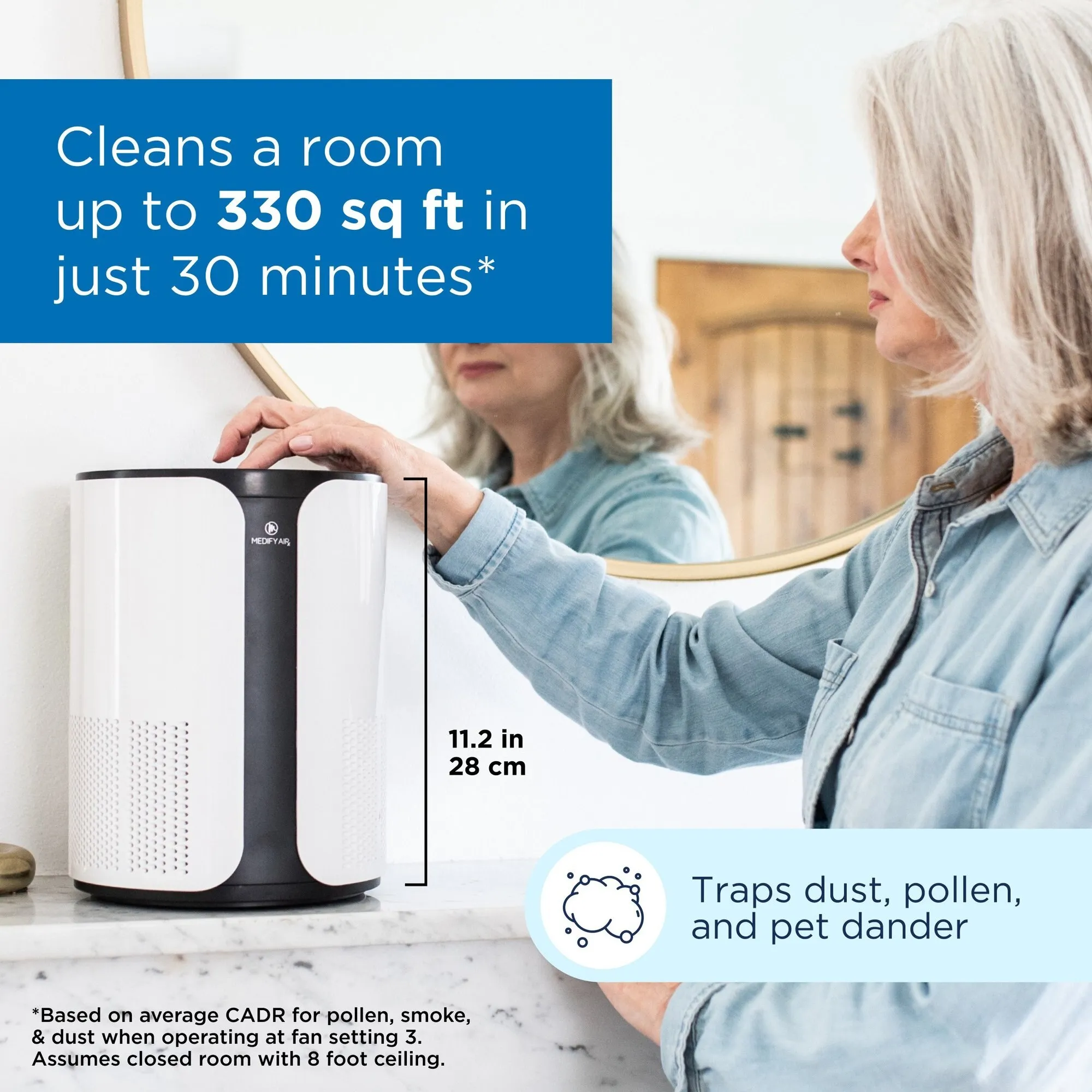 Medify MA18 Air Purifier with H13 HEPA filter a higher grade of HEPA for 400 Sq Ft 999