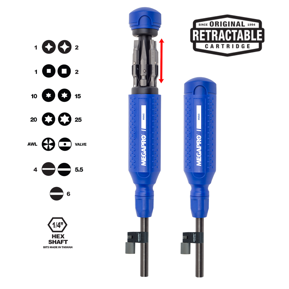 Screwdriver, Hvac, With Shrader Bit