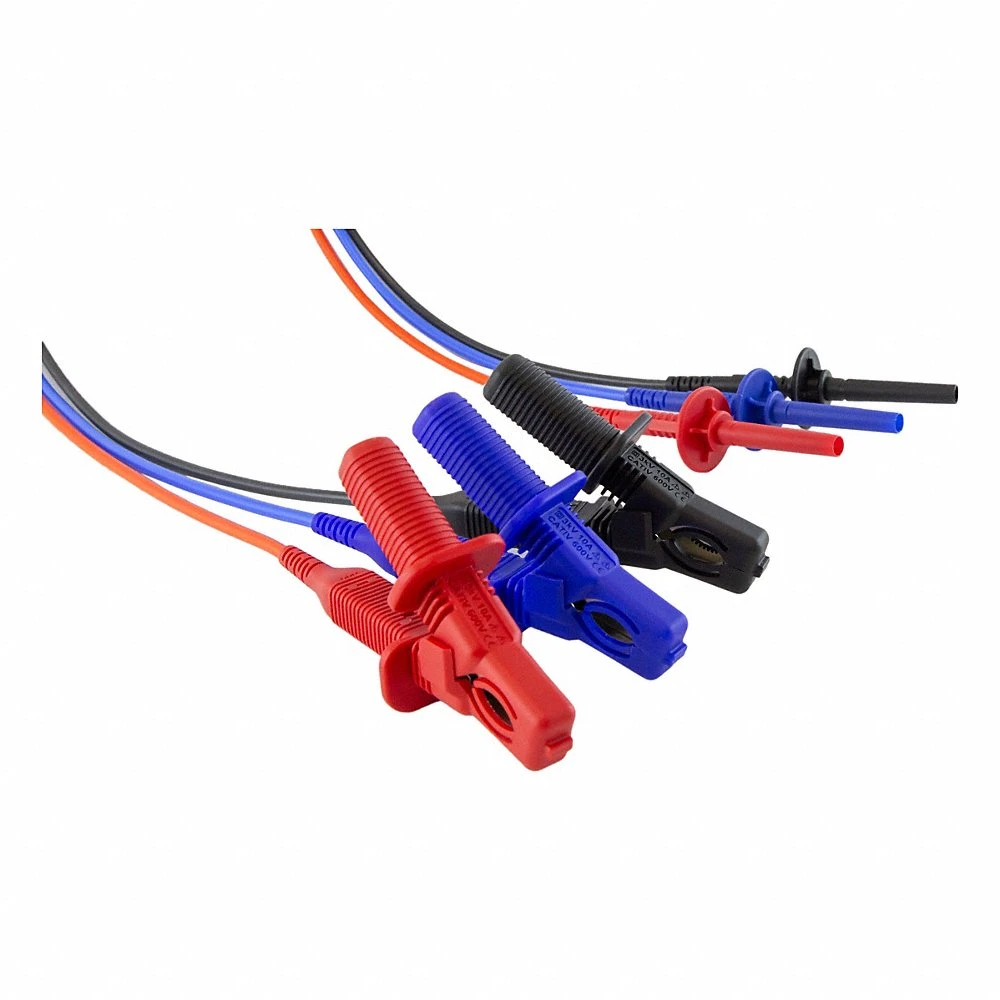 Test Lead Clip, 6 kV Medium Insulated Clips, Insulation Testers, Black/Blue/Red