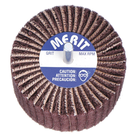 MERIT 08834123203 Flap Wheel, 3 Inch Dia x 2 Inch W, 1/4 Inch Straight-Shank, Aluminum Oxide, P120 Grit | CT3AAM 3RB94