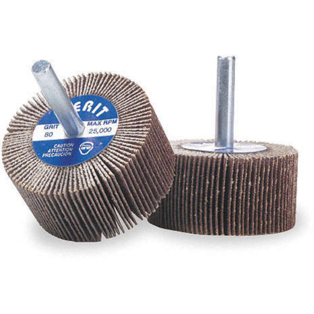 MERIT 08834131823 Mounted Flap Wheel, Coated, Straight Shank, 3/8" Dia. | AX3MRF 3RB98