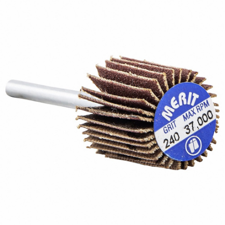 MERIT 08834137484 Flap Wheel, 5/8 Inch Dia x 5/8 Inch W, 1/8 Inch Straight-Shank, Aluminum Oxide, P240 Grit | CT3ABH 358FP4