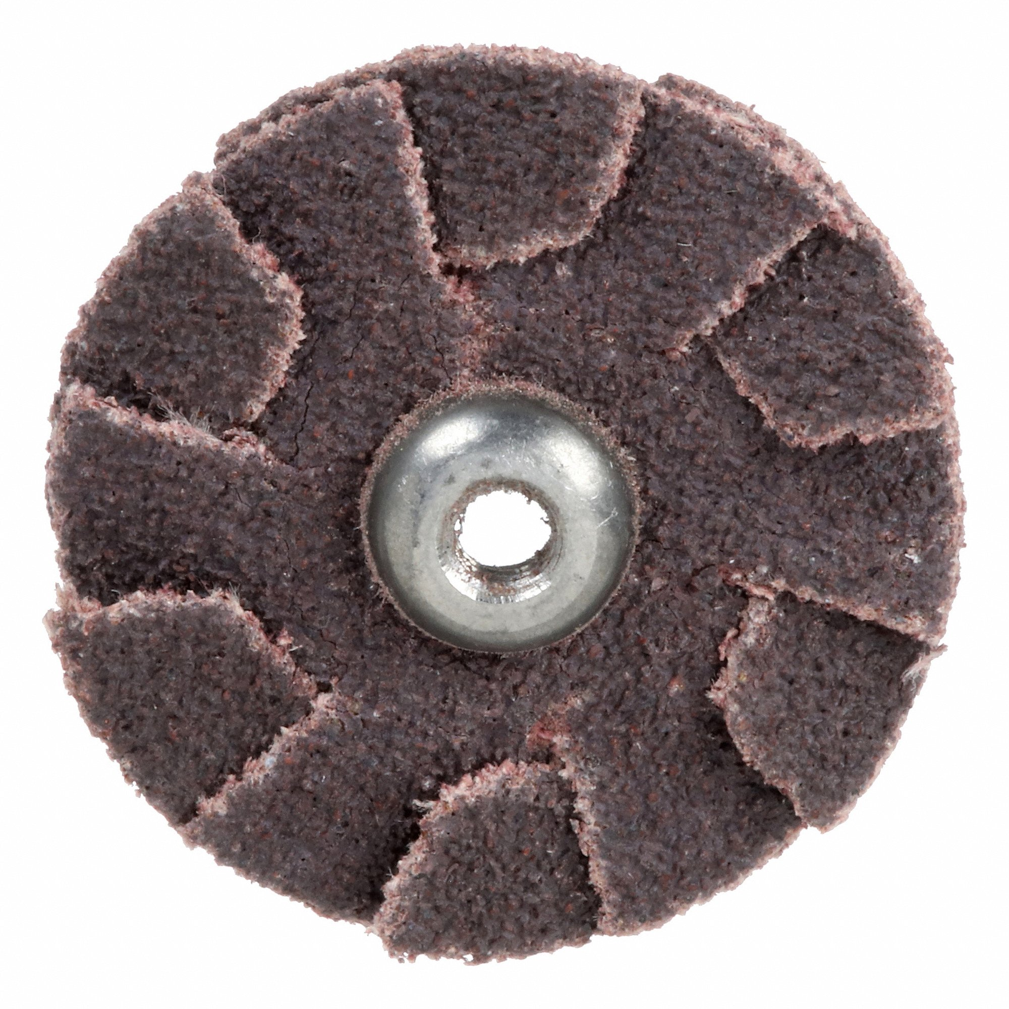 MERIT 08834184270 Overlap Slotted Disc, 1 1/4 Inch Dia, Eyelet, Aluminum Oxide, 60 Grit, X Wt Cotton, R228 | CT2ZQU 358EH1