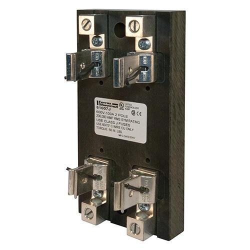 MERSEN FERRAZ 61007J Fuse Base, 600V, 100A, Class J, 2 Pole, Tin Plated, Aluminium Box | CH4RLB