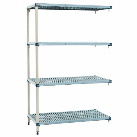 METRO AQ366G3 Shelf Plastic Industrial Shelving, 18 Inch x 60 Inch Size, 62 Inch Height, 4 Shelves | CT3BUB 60YV53