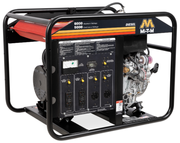 Industrial Portable Diesel Generator, 6000 W, 9.1 HP, 3600 rpm, 2.6 Gallon