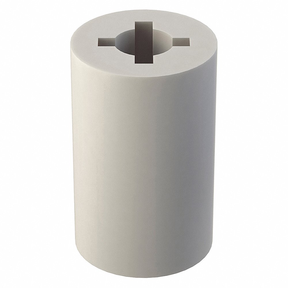 Retaining Spacer, Nylon, 0.128 In Retaining Rib Dia., 1/2 In Lg., 0.198 In I.D.