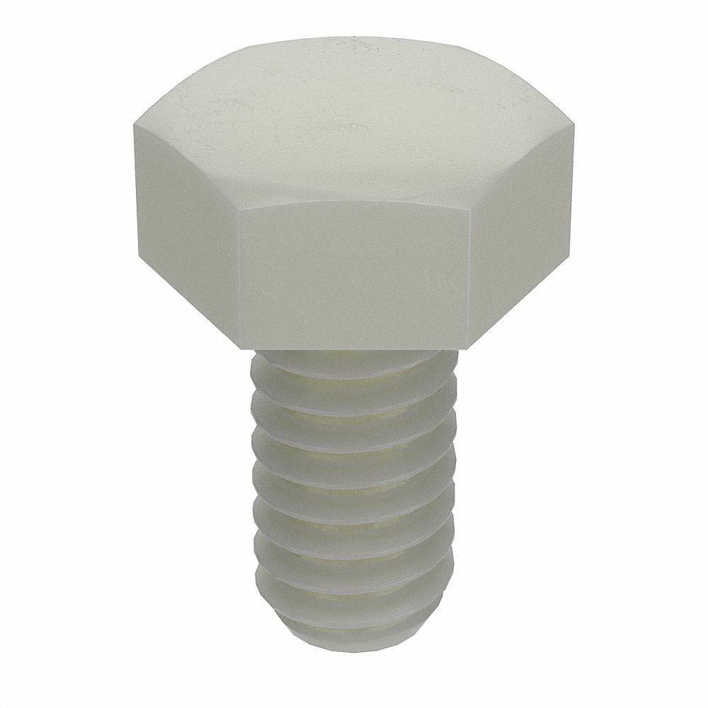 Hex Head Cap Screw, M6x1 Thread Size, Nylon, 16 mm Lg., 4.7 mm Head Ht., Plain