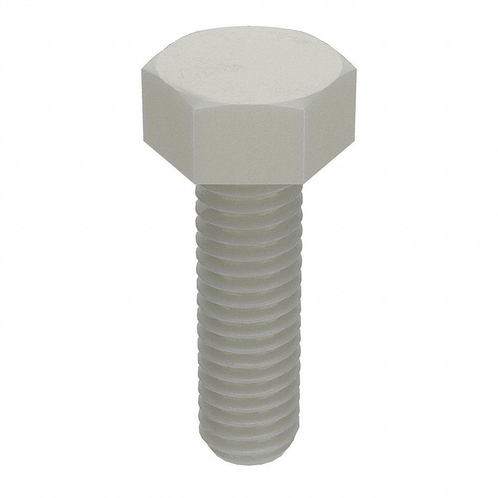 Hex Head Cap Screw, M5x0.8 Thread Size, Nylon, 20 mm Lg., 3.8 mm Head Ht., Plain