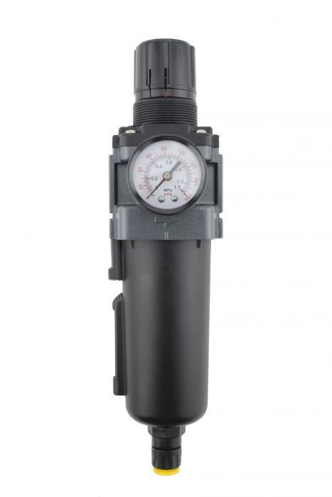 FRL Air Filter And Regulator, Piggyback, Automatic Float, 1/4 Inch NPT