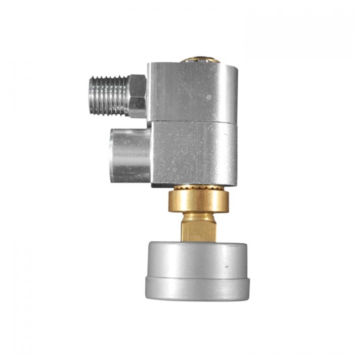 Swivel Hose Fitting With Flow Control And Gauge, 1/4 Inch NPT