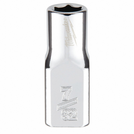 MILWAUKEE 45-34-9002 Standard Socket, 1/4 Inch Drive Size, 7/32 Inch Socket Size, 6-Point, Std, Chrome | CT3PET 60RG92