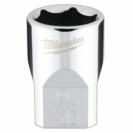 MILWAUKEE 45-34-9065 Standard Socket, 3/8 Inch Drive Size, 9/16 Inch Socket Size, 6-Point, Std, Chrome | CT3PFZ 60RH42