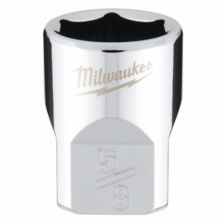 MILWAUKEE 45-34-9066 Standard Socket, 3/8 Inch Drive Size, 5/8 Inch Socket Size, 6-Point, Std, Chrome | CT3PFT 60RH43