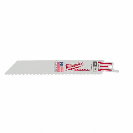 MILWAUKEE 48-00-8182 Reciprocating Saw Blade, 14 Teeth Per Inch, 6 Inch Blade Length, 1 Inch Height | CT3NFT 6MR70