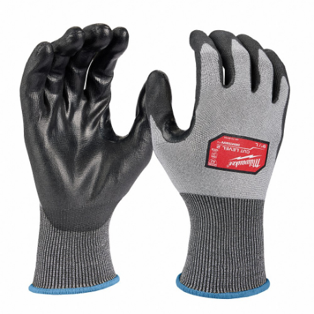 MILWAUKEE 48-73-8722B Work Gloves, L 9, ANSI Cut Level A2, Palm, Dipped, Polyurethane, Smooth, Gray, 12 PK | CT3KFY 787V01