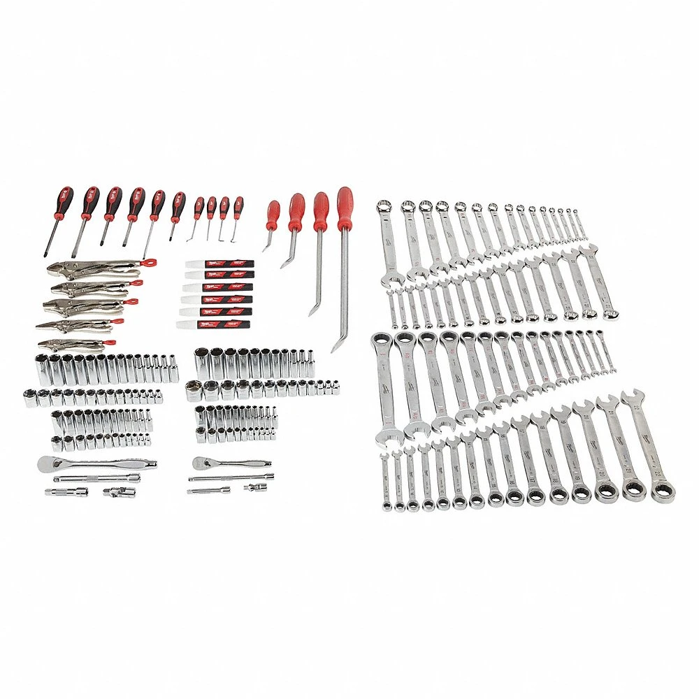 Mechanics Tool Set, 191 Total Pcs, Metric/SAE, 1/4 Inch/3/8 Inch Socket Drive Size
