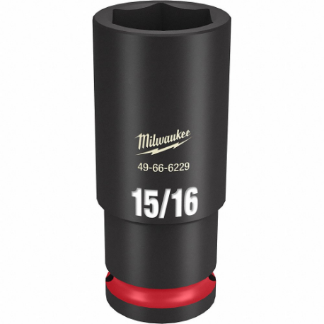 MILWAUKEE 49-66-6229 Deep Impact Socket, 1/2 Inch Drive Size, 15/16 Inch Socket Size, 6-Point, Deep | CT3LJV 61DL13