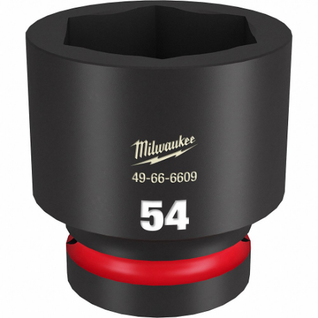 MILWAUKEE 49-66-6609 Standard Impact Socket, 1 Inch Drive Size, 54 mm Socket Size, 6-Point Black Phosphate | CT3LQN 61DN36
