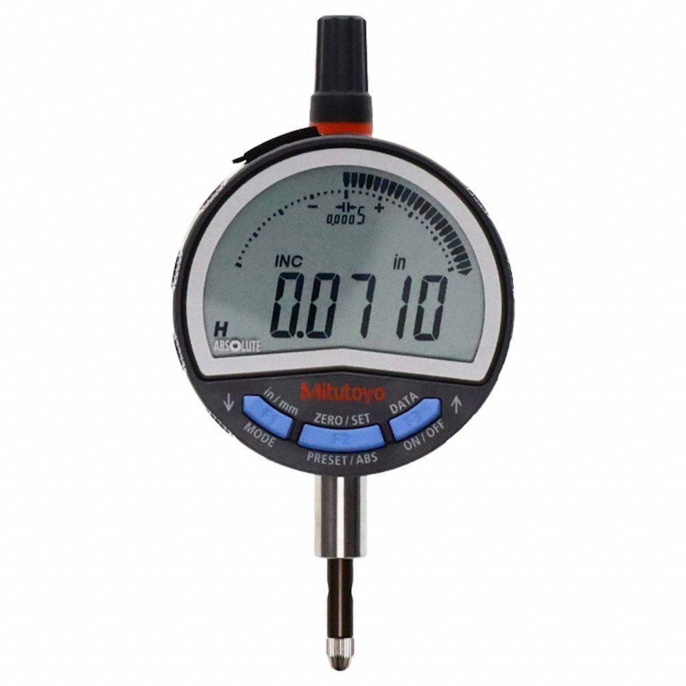 Digital Indicator, 0 Inch-0.5 Inch /0 mm-12.7 mm, Inch/Metric, 0.001 Inch Accuracy, IP42