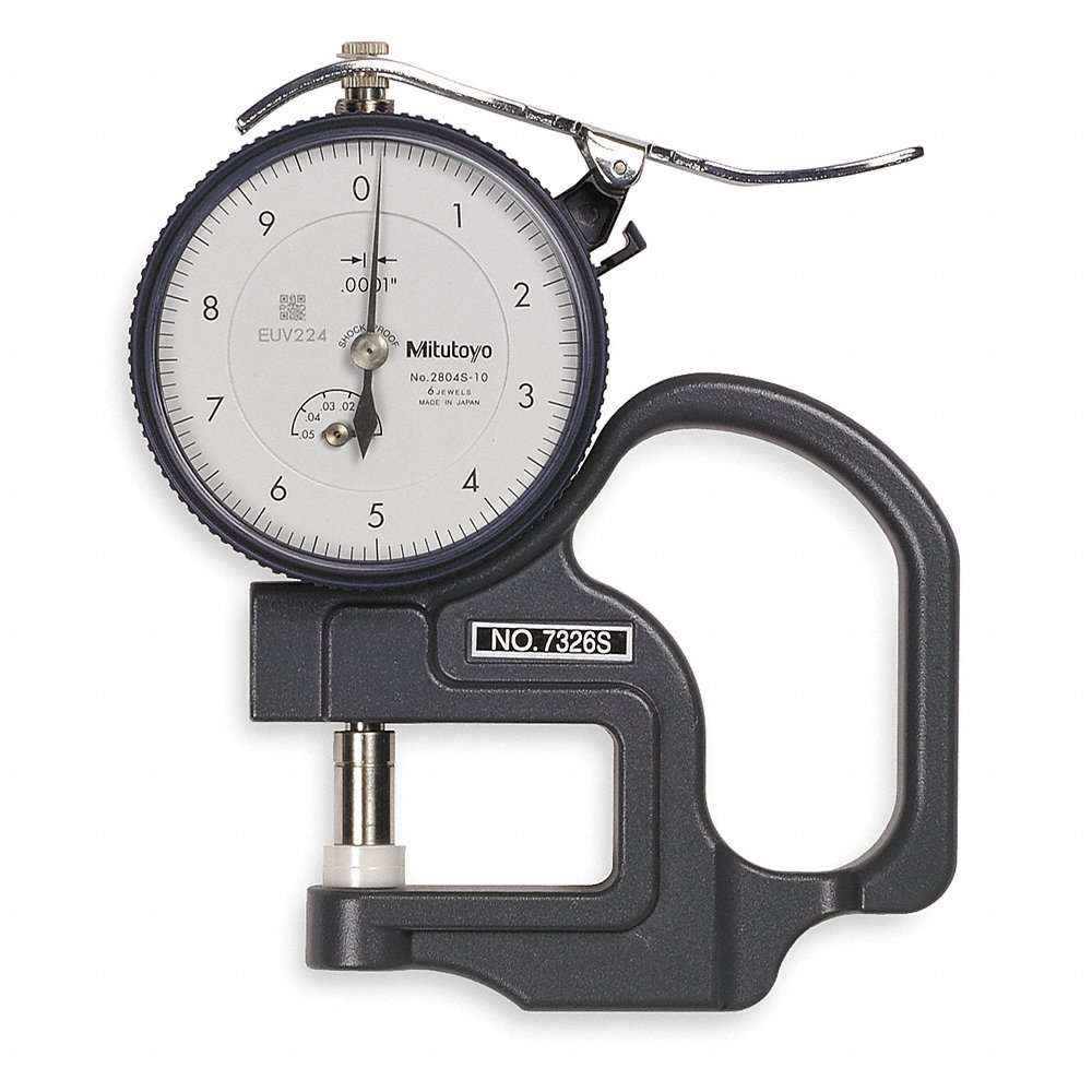 Dial Thickness Gauge, 0.0001 Inch to 0.05 In, Inch, 0.0001 In Graduations